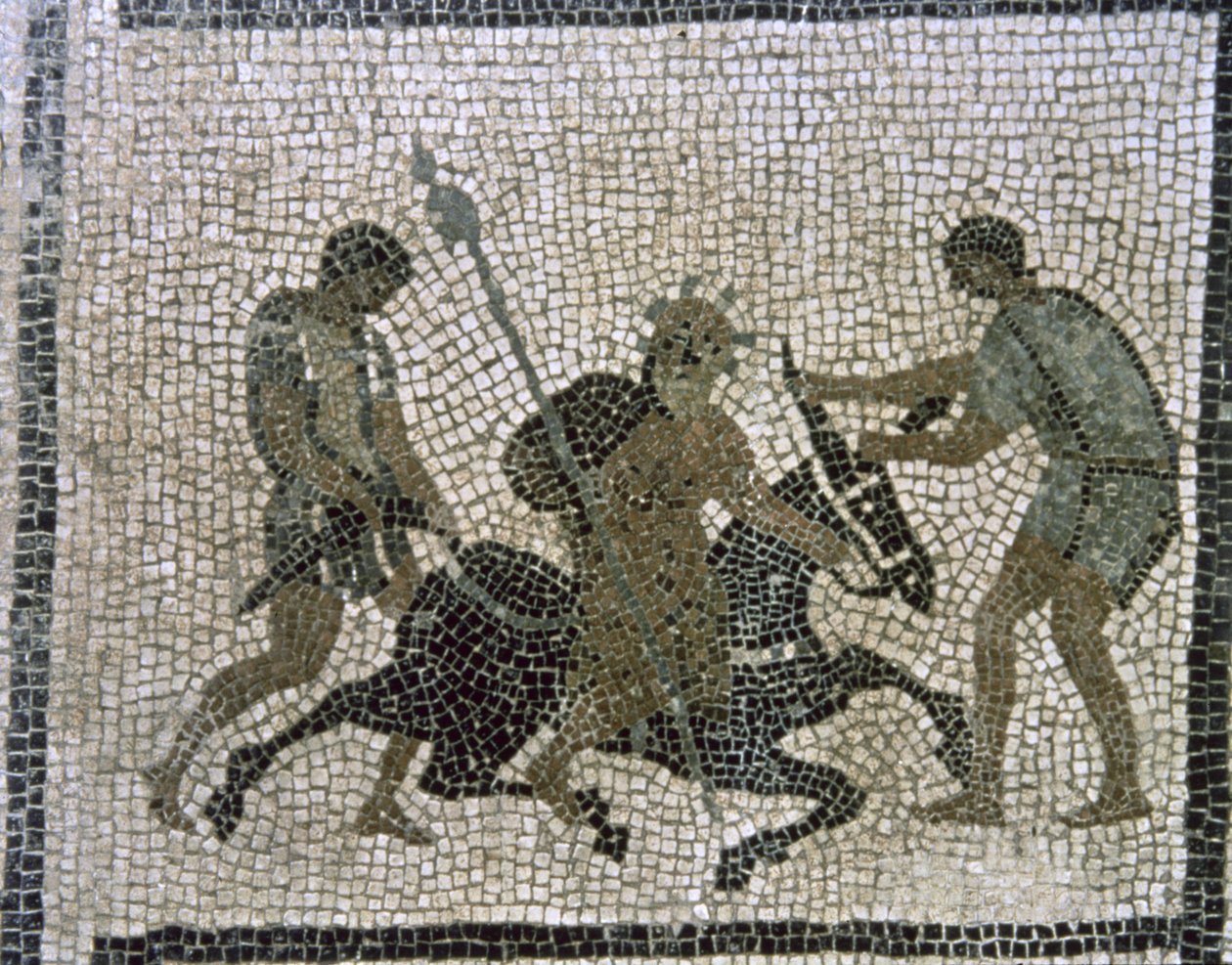 Sileno sobre un burro, detalle de un mosaico de Unbekannter Künstler