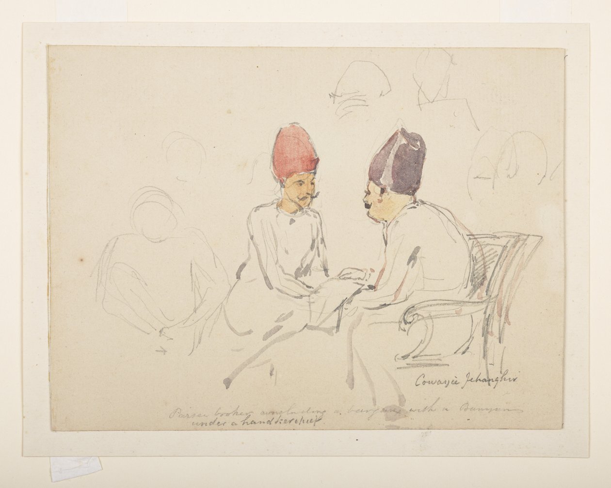Boceto de Sir Cowasji Jehangir (lápiz y acuarela sobre papel) de Unbekannter Künstler