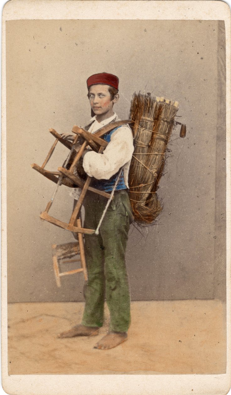 Retrato de un joven reparador de sillas, Venecia. Siglo XIX de Unbekannt