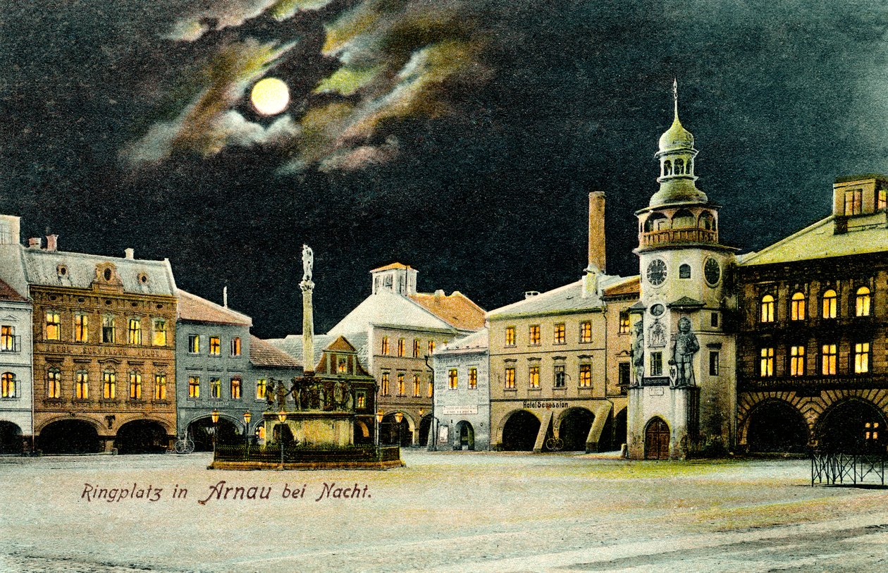 Plaza de Hostinné (Arnau) de noche de Unbekannter Künstler