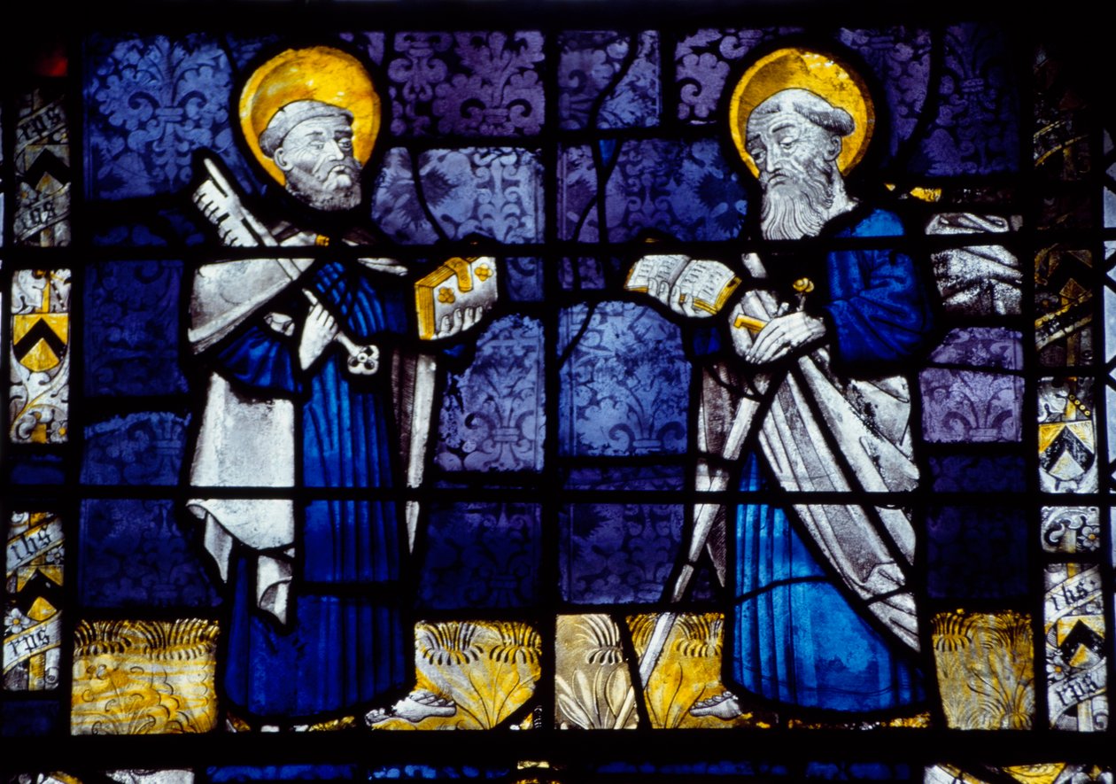 San Pedro y San Pablo, vidriera de la Iglesia Prioral, Le Bourget du Lac, Saboya, Francia de Benjamin Baud