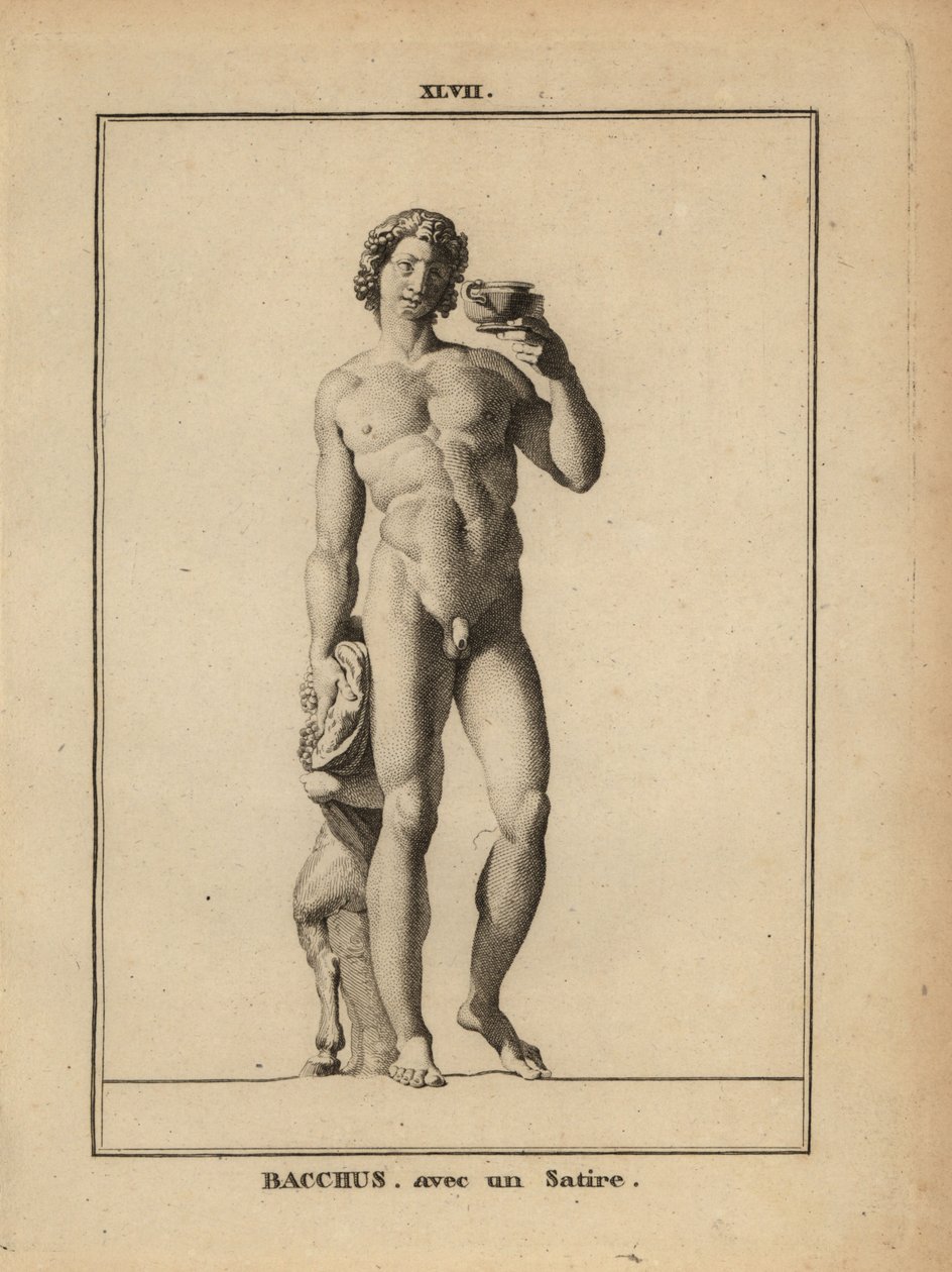 Estatua de Baco, el dios romano del vino, desnudo con un sátiro de Unbekannt