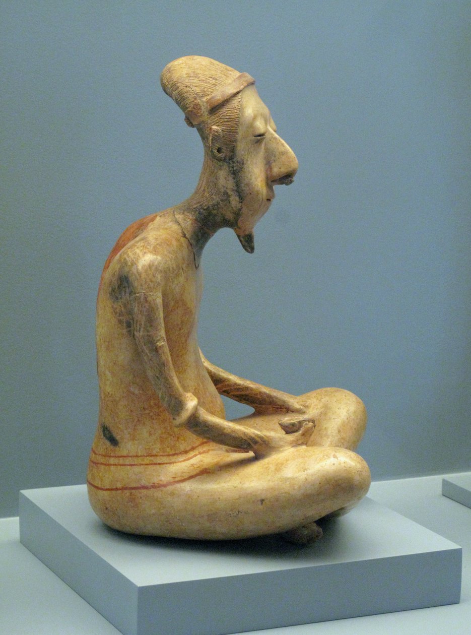 Estatuilla de un anciano meditando, Lagunillas, período Preclásico Tardío-Clásico Temprano, 300 a.C.-600 d.C. de Unbekannt