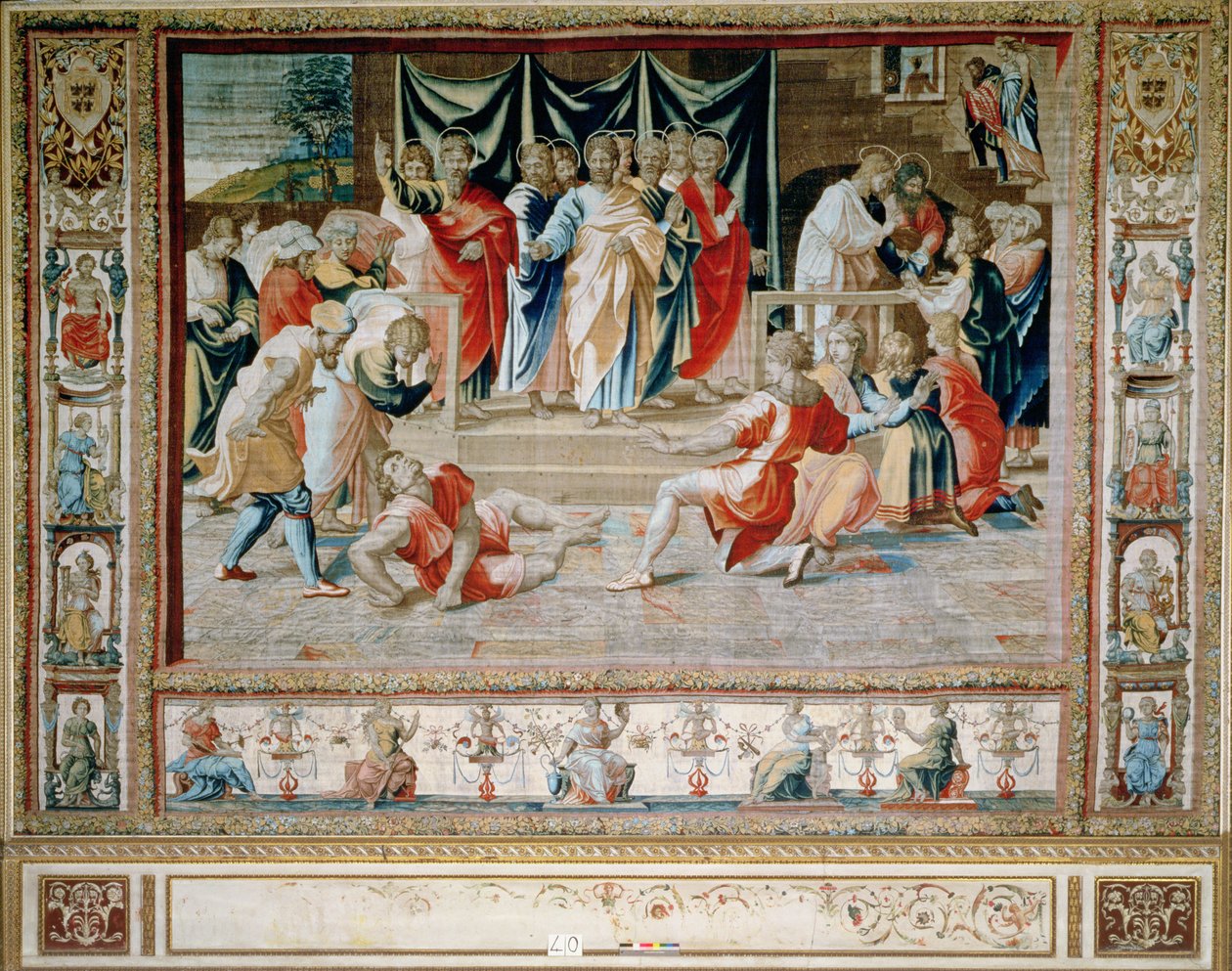 La muerte de Anianus de los Tapices de Bruselas, réplicas de la serie del Vaticano de Rafael sobre los Hechos de los Apóstoles de Unbekannt