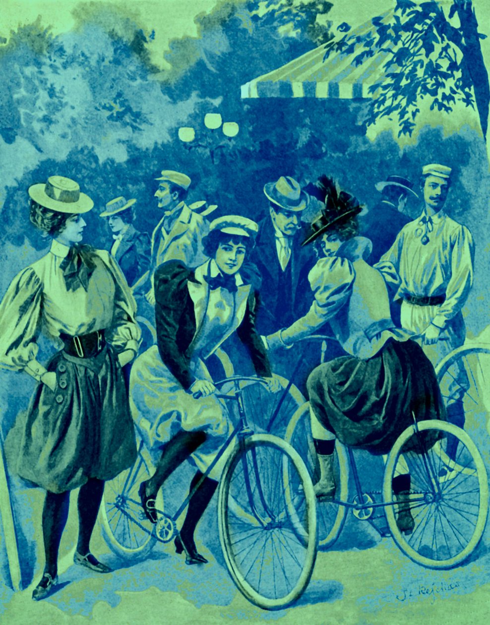 La moda de las bicicletas en el Bois de Boulogne de Unbekannter Künstler
