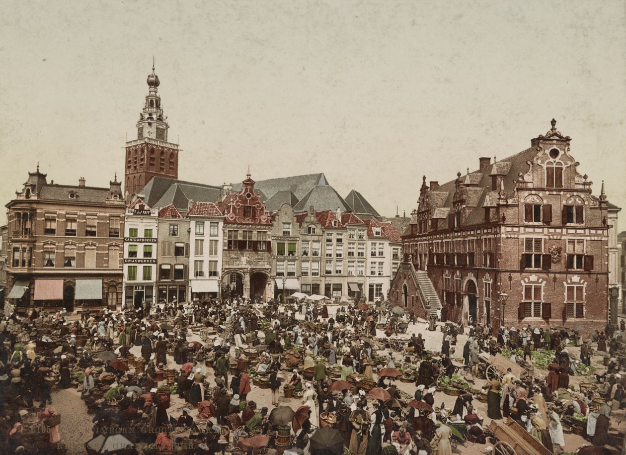 El Gran Mercado, Nimega, c.1900 de Unbekannt