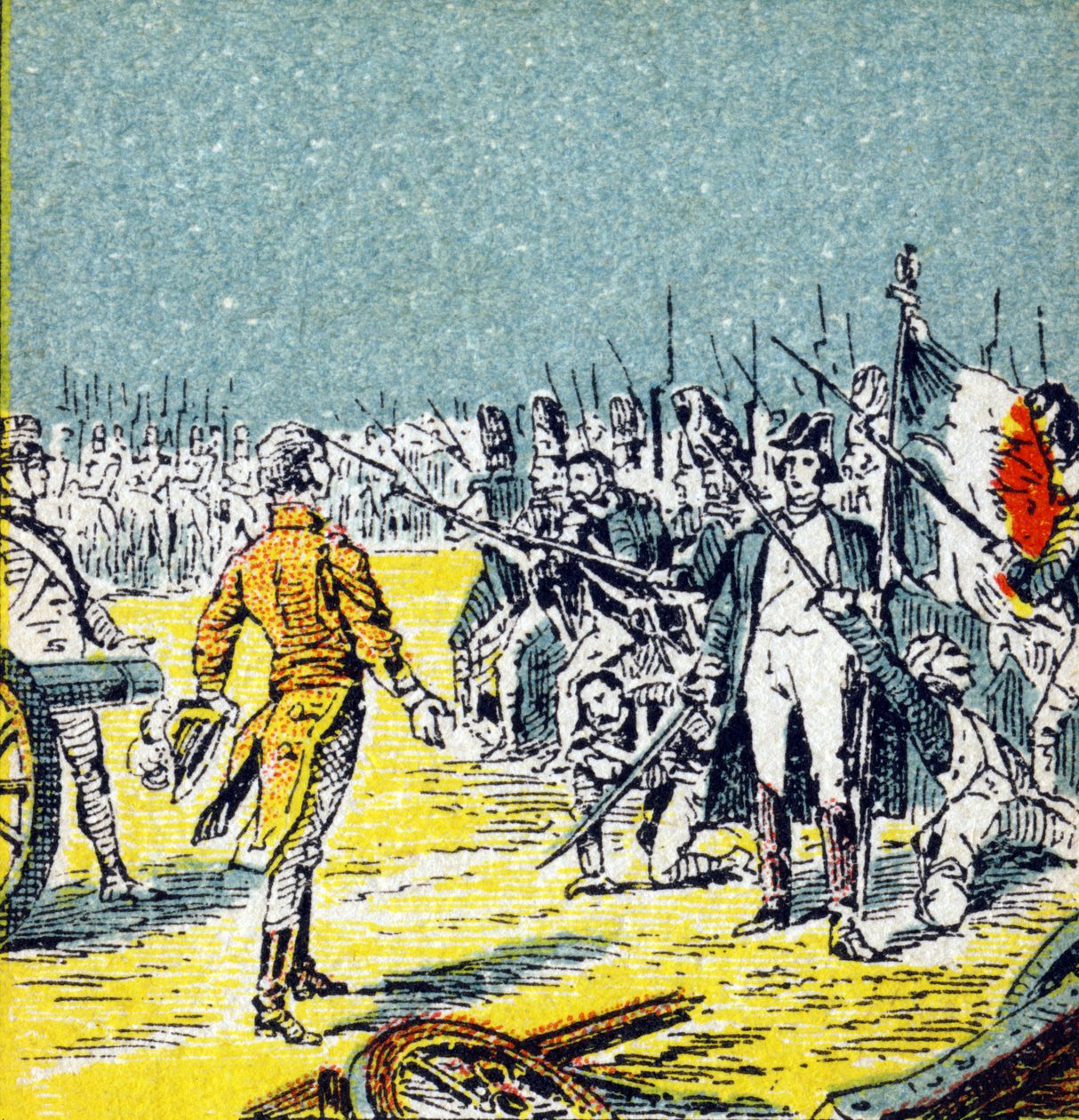 Los Cien Días: Derrota de Napoleón I Bonaparte en Waterloo en 1815. Grabado en "Historia de Francia". Serie de imágenes publicitarias publicadas en nombre de Louit, circa 1920 de Unbekannt