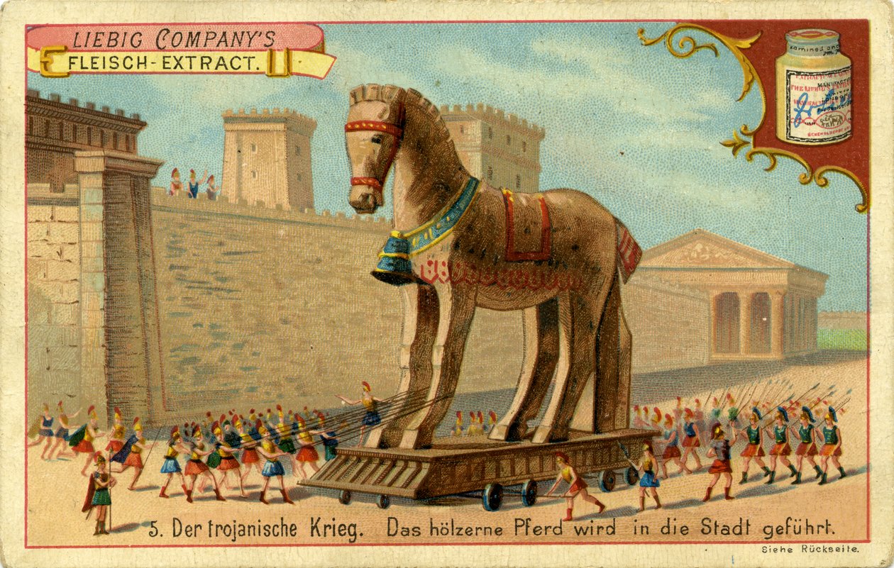 Las Guerras de Troya: El Caballo de Madera es conducido a la ciudad de Unbekannter Künstler