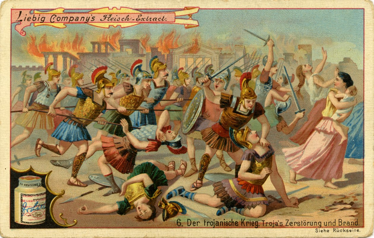 Las guerras de Troya: destrucción e incendio de Troya de Unbekannter Künstler