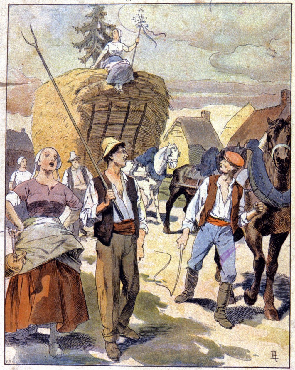 El último vagón de trigo de la Beauce, c.1910 (ilustración) de Unbekannter Künstler