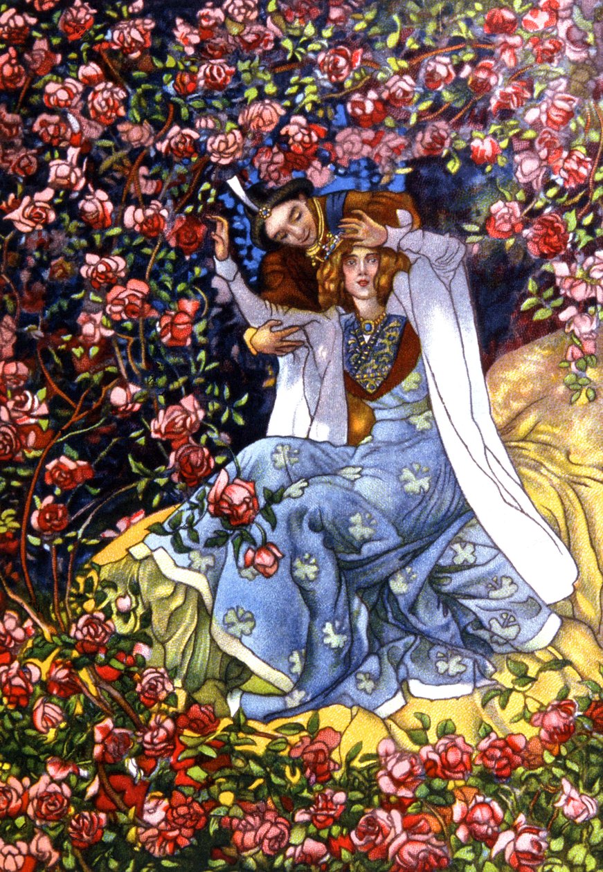 La bella durmiente y el príncipe, c. 1911 (ilustración) de Unbekannter Künstler