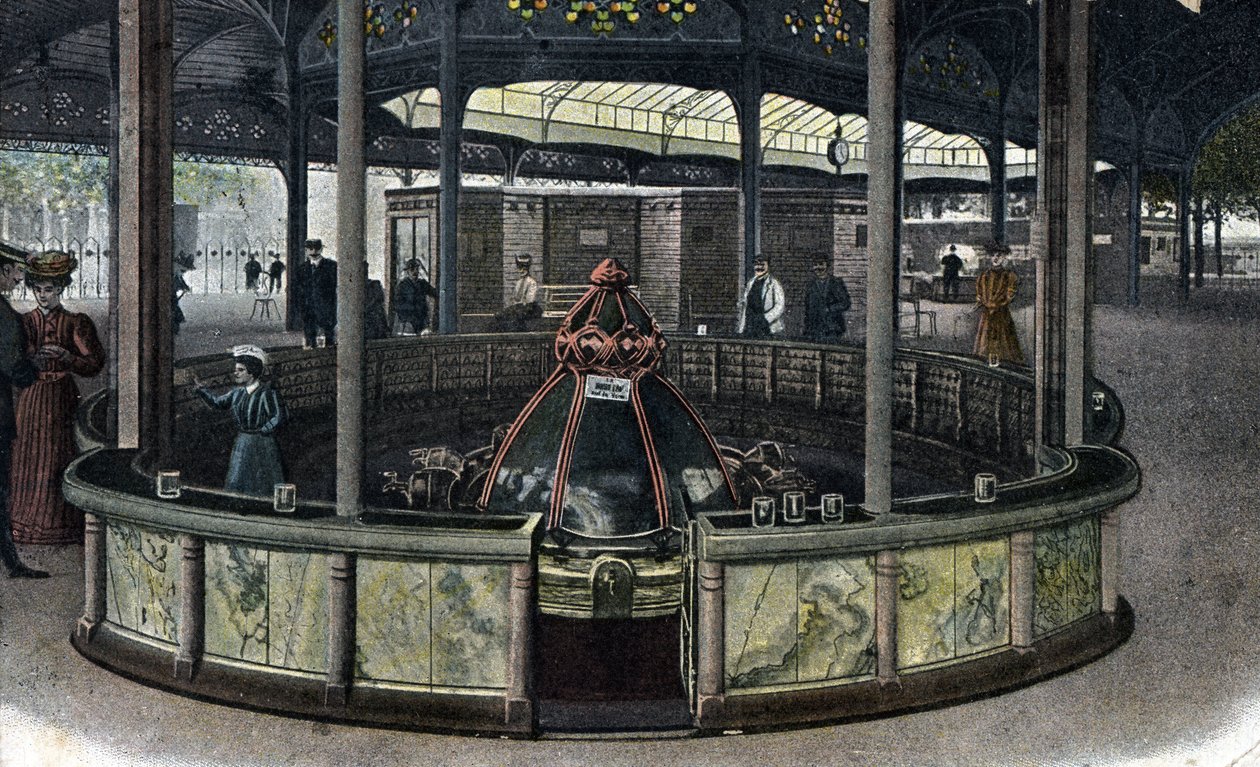Thermal tourism: la source de la sainte Grille a Vichy, Allier 1905 ca. (turismo termal: la fuente de la Sainte-Grille en Vichy, Francia de Unbekannter Künstler