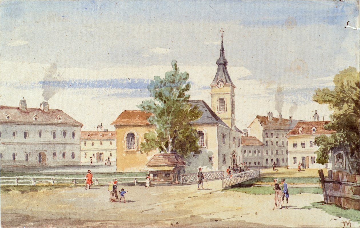 Thury Chapel y Thury Bridge en Alsbach en Viena de Unbekannter Künstler