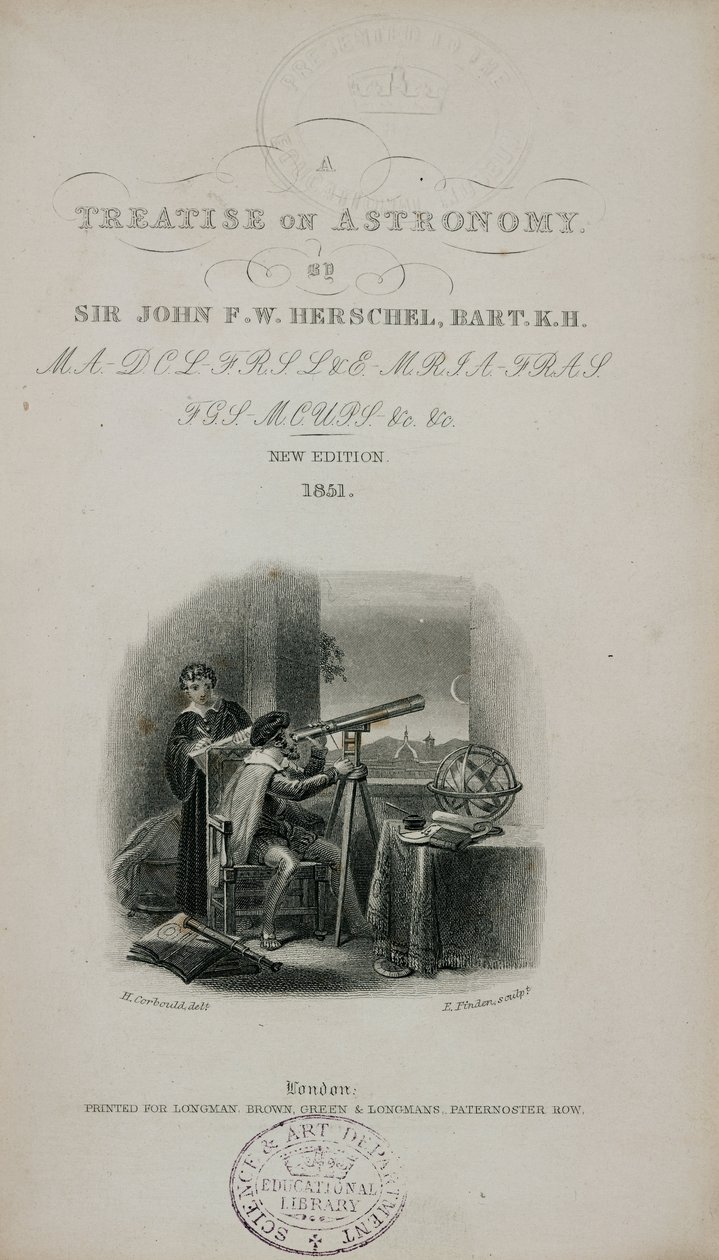 Página de título del tratado sobre astronomía de Herschel de Unbekannt