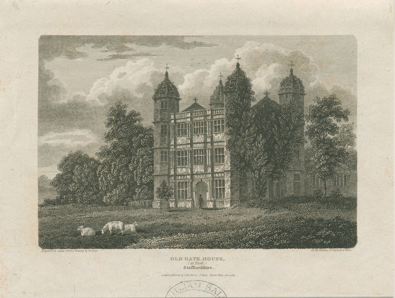 Tixall Hall - Gatehouse: grabado, 25 Nov 1775 de Unbekannt