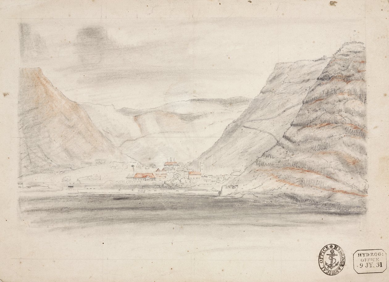 Pueblo en un valle junto al mar, Atlántico Sur de Unbekannter Künstler