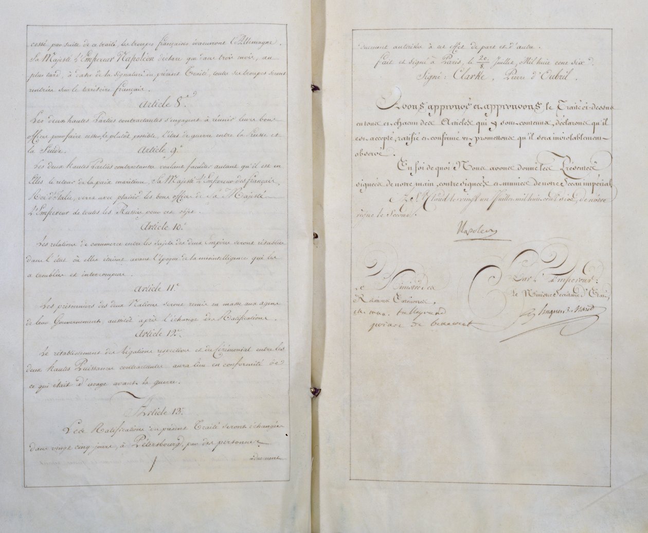 Tratado de Paz y Amistad Eterna entre Francia y Rusia, firmado en París el 20 de julio de Unbekannt