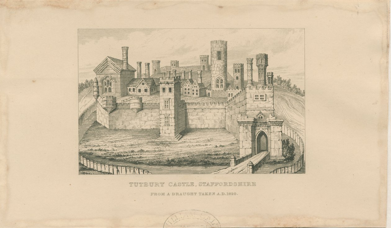 Castillo de Tutbury: grabado en acero, 1620 de Unbekannt