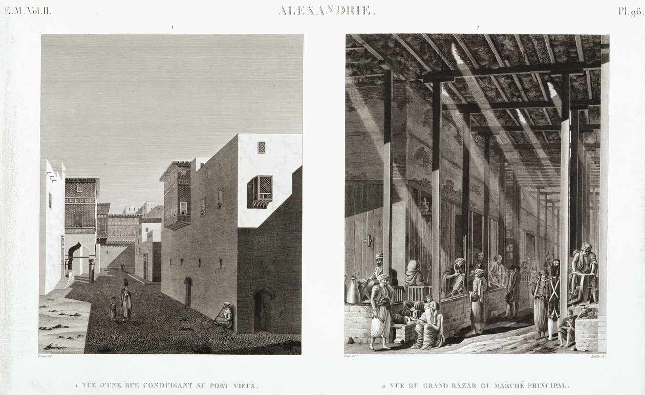 Dos vistas de Alejandría, Egipto, c. 1798 de Unbekannt
