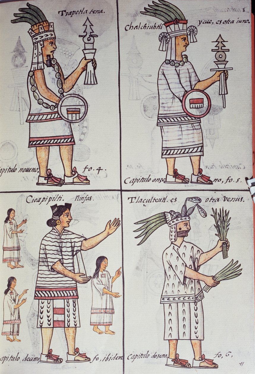 Tzapotlatena, Chalchiuhtlatonal, Cioapipitli y Tliltecuhtli, Códice Florentino, versión bilingüe en español y náhuatl, Historia General de las Cosas de la Nueva España, Civilización azteca de William M. Timlin