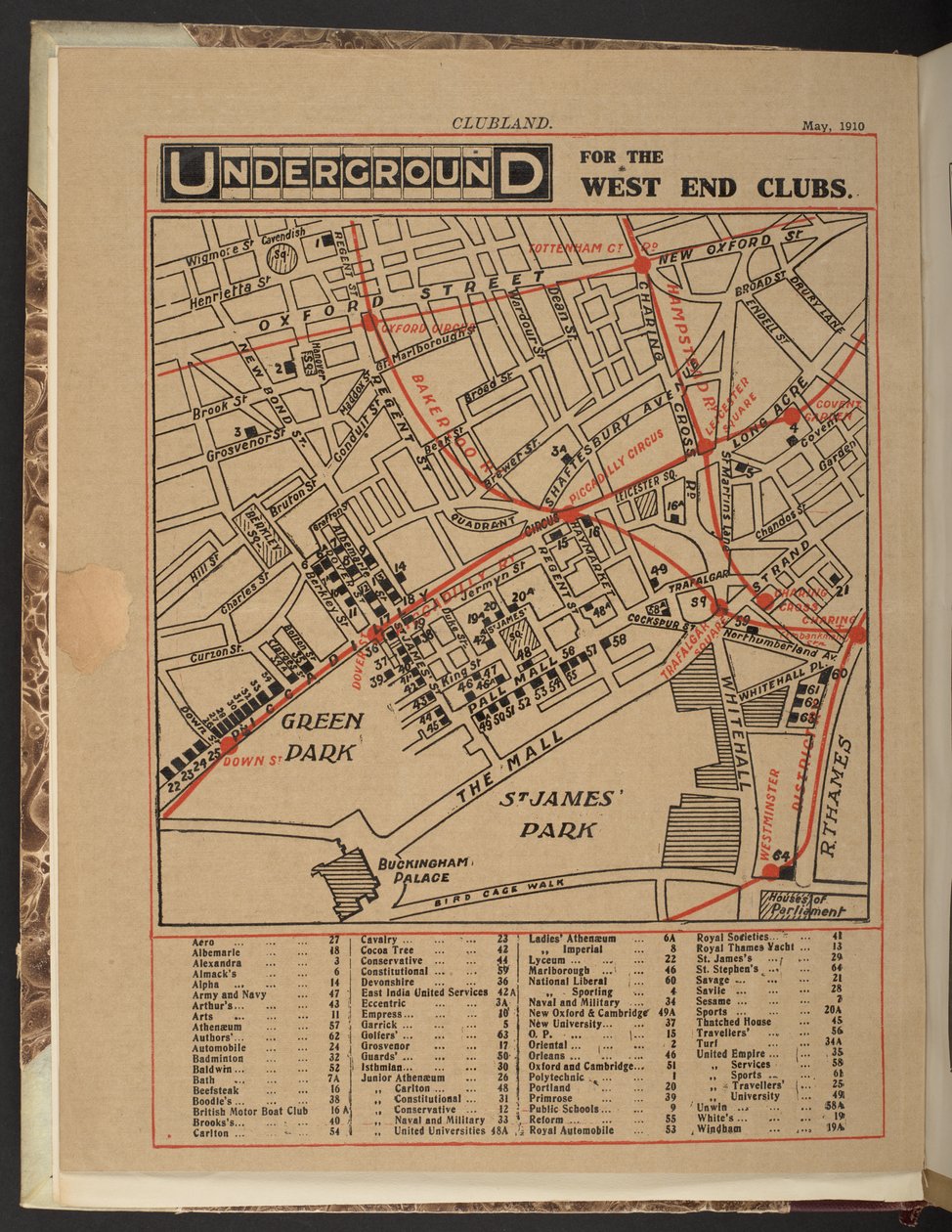 Metro para los clubes del West End, mayo de 1910 de Unbekannter Künstler