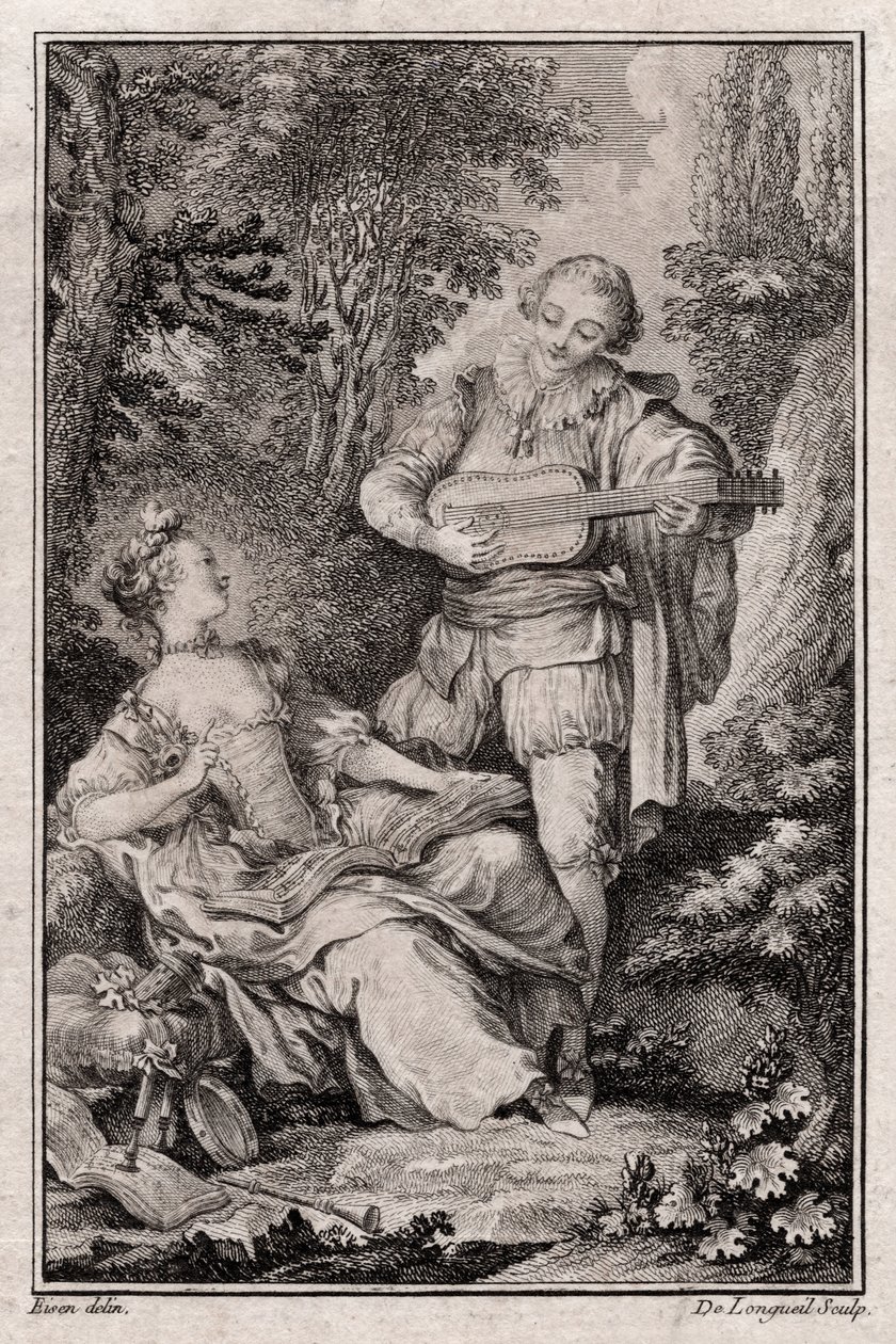 Escena de género sin título, París 1766 (grabado) de Unbekannter Künstler