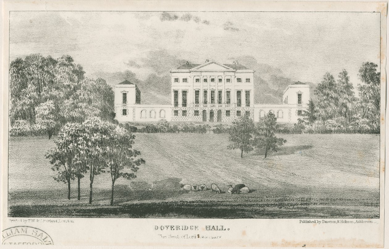 Uttoxeter - Doveridge Hall: litografía, nd [c 1839] de Unbekannt