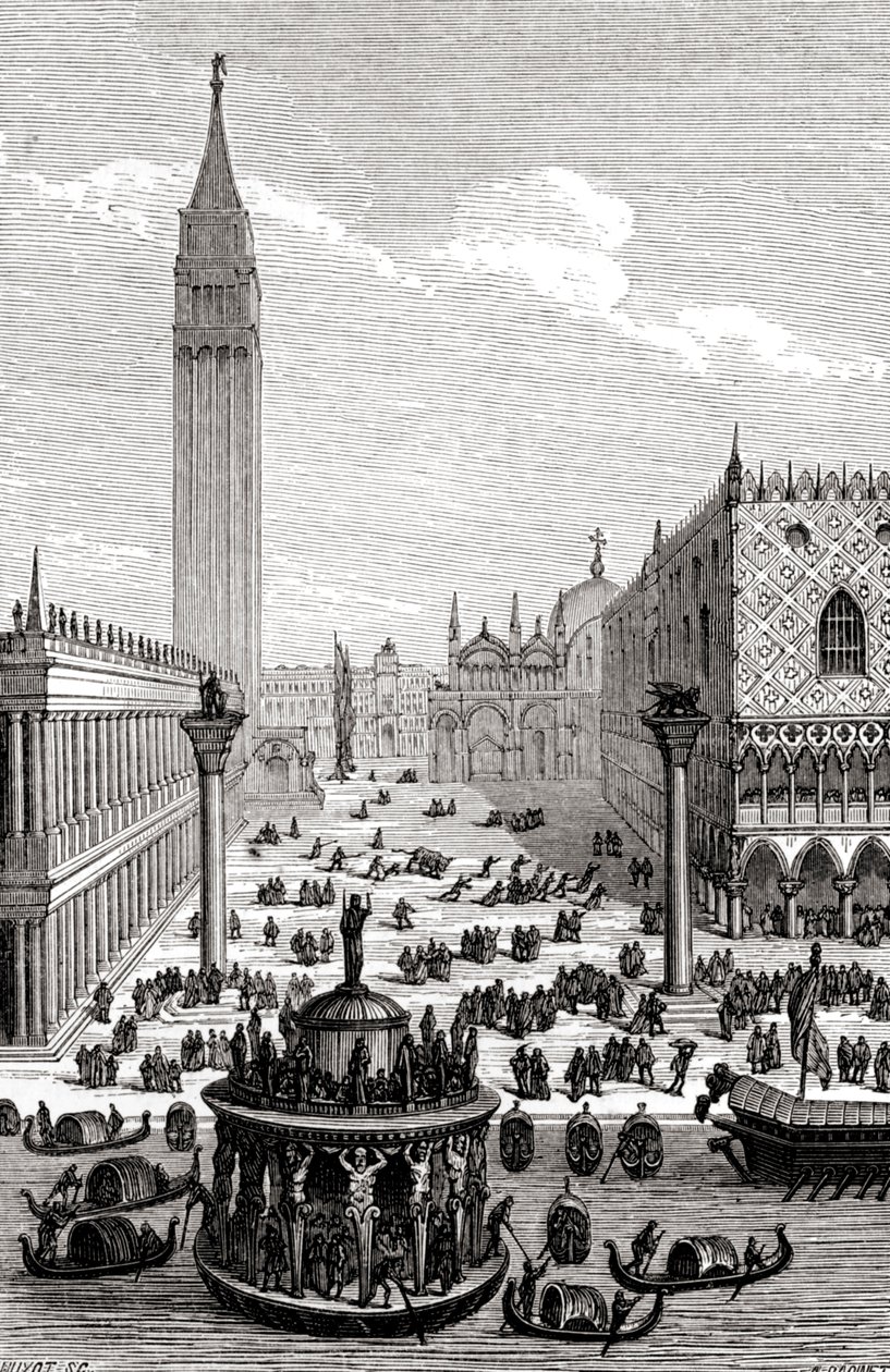 Venecia - Plaza de San Marcos con catedral y góndolas de Unbekannter Künstler