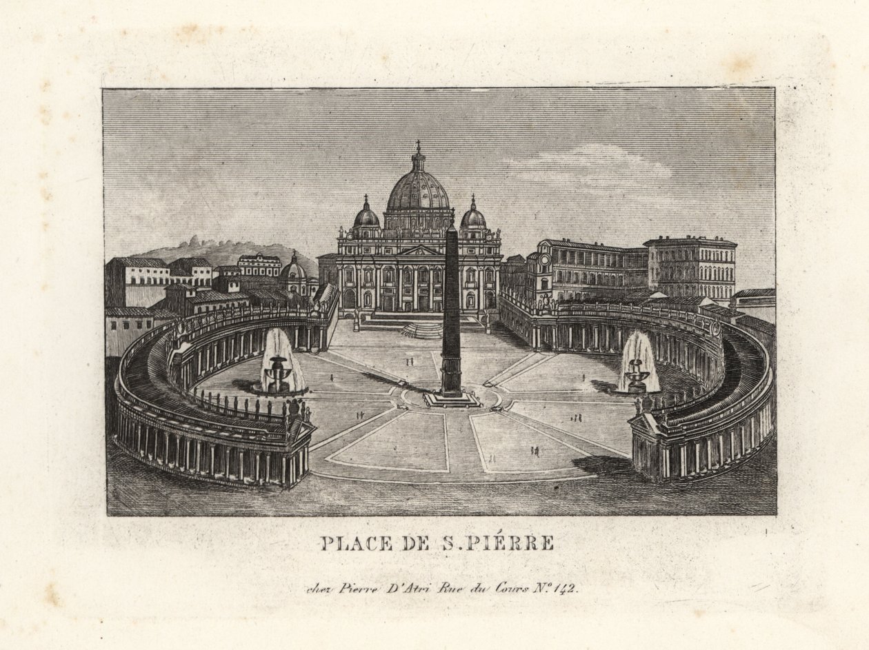 Vista de la Plaza de San Pedro, con la Basílica de San Pedro y el obelisco egipcio antiguo de Unbekannt