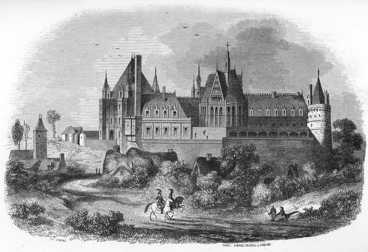 Vista del castillo de Gaillon, Normandía. Siglo XIX (grabado de "Mysteres des vieux chateaux de France" de Le Francois). de Unbekannter Künstler