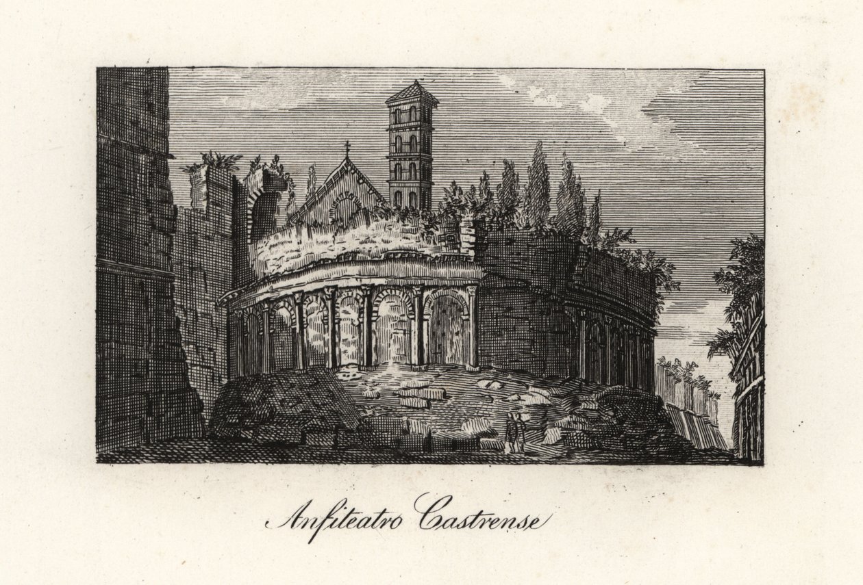 Vista del Anfiteatro Castrense y las Murallas Aurelianas, Roma de Unbekannt