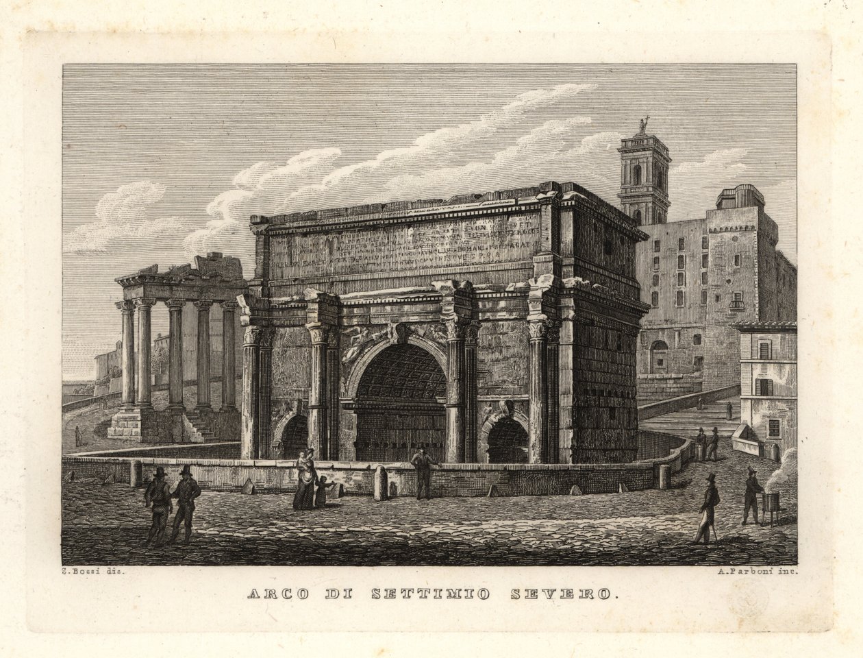 Vista del Arco de Septimio Severo, Arco di Settimio Severo, Roma de Unbekannt