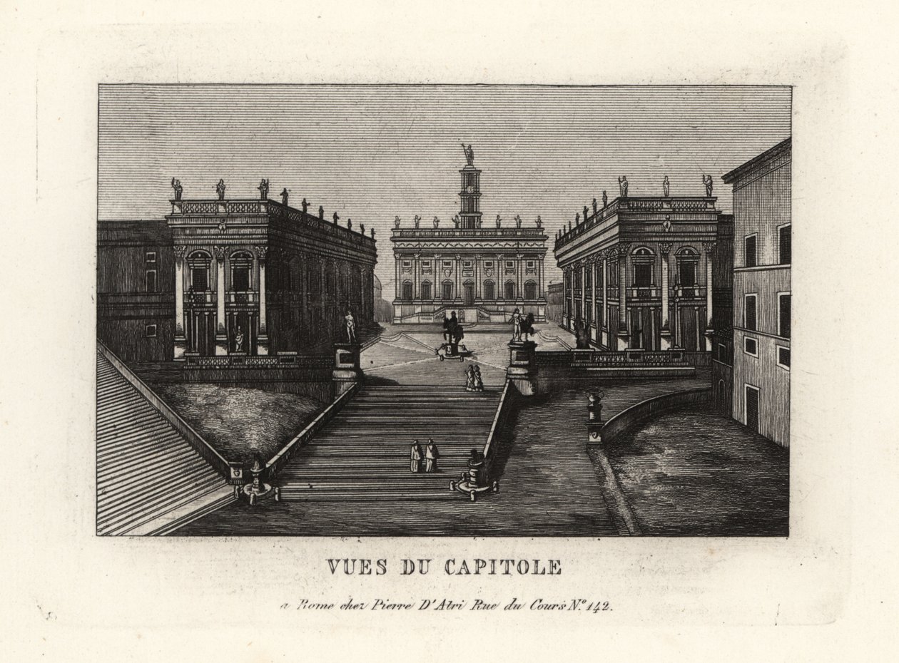 Vista de la Colina Capitolina. Piazza del Campidoglio, Palazzo Senatorio, Roma de Unbekannt