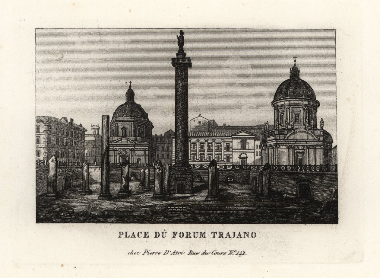 Vista de la Plaza del Foro de Trajano con la Columna de Trajano, Place du Forum Trajano, Roma de Unbekannt