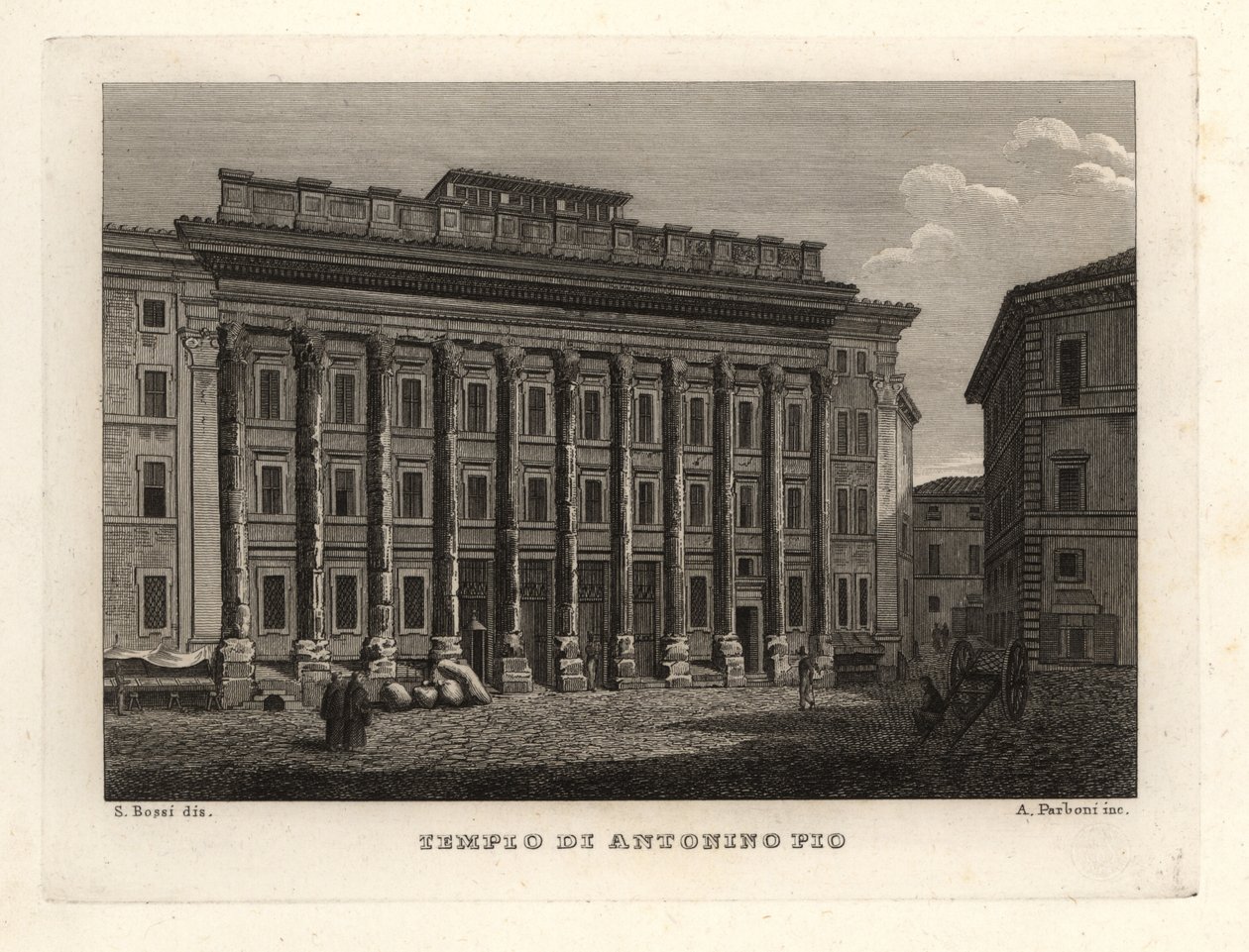 Vista del Templo de Antonino y Faustina, Tempio di Antonino Pio, Roma de Unbekannt