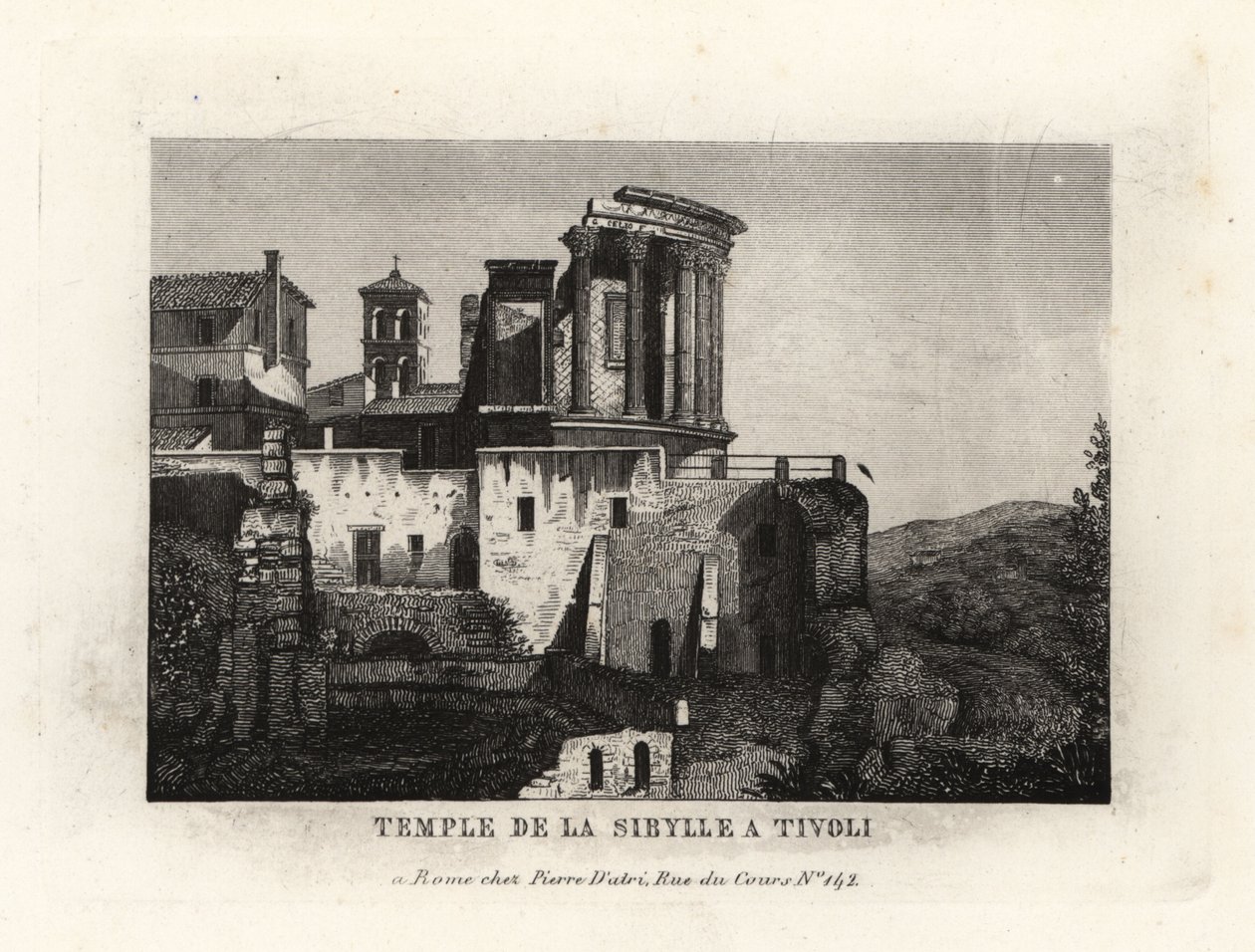 Vista del Templo de la Sibila o el Templo de Vesta en Tívoli de Unbekannt