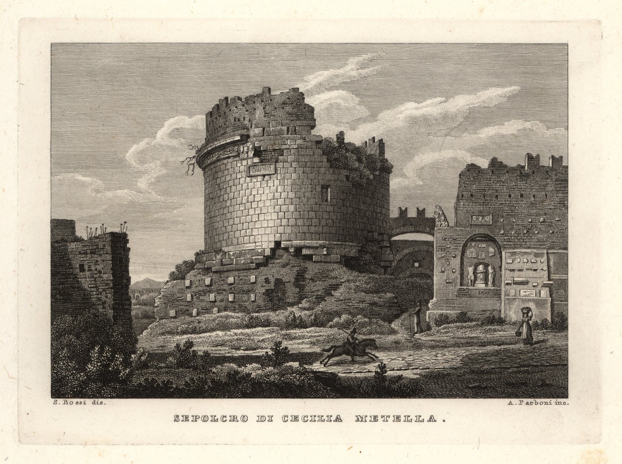 Vista de la Tumba de Cecilia Metella, Sepolcro di Cecilia Metella, Roma de Unbekannt