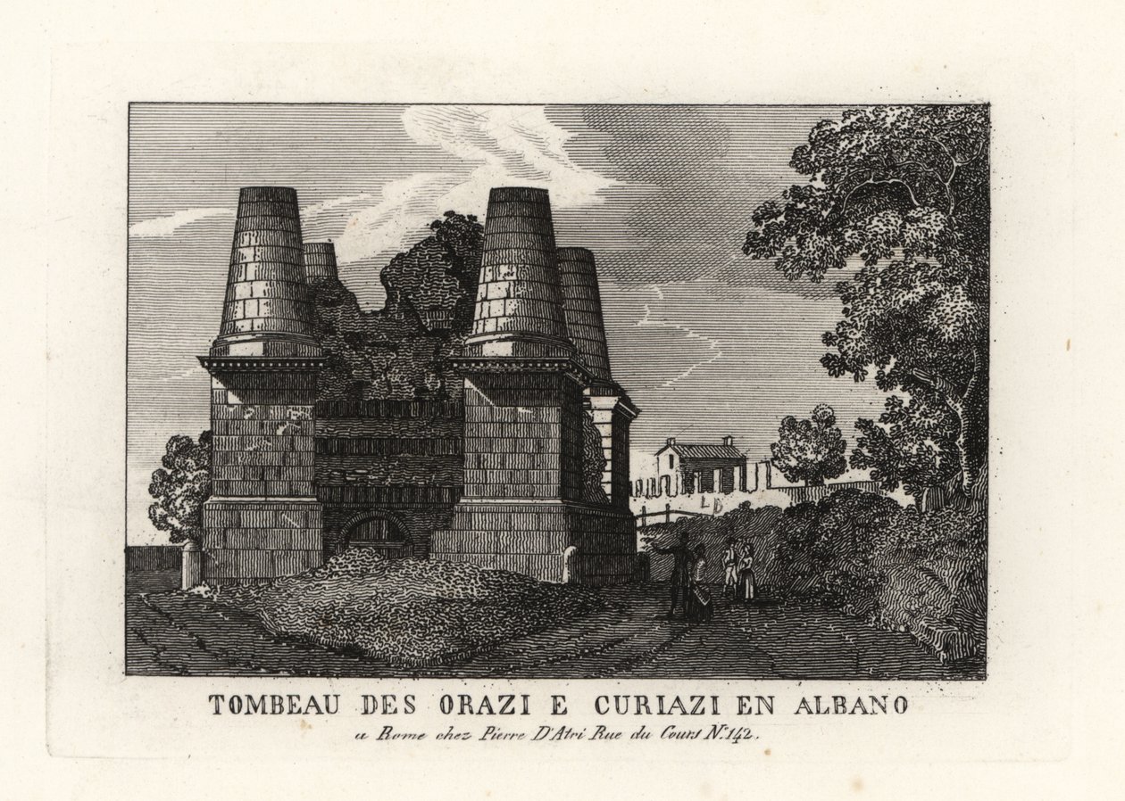 Vista de las ruinas del Mausoleo de los Horacios y Curiacios en la Vía Apia, Roma de Unbekannt