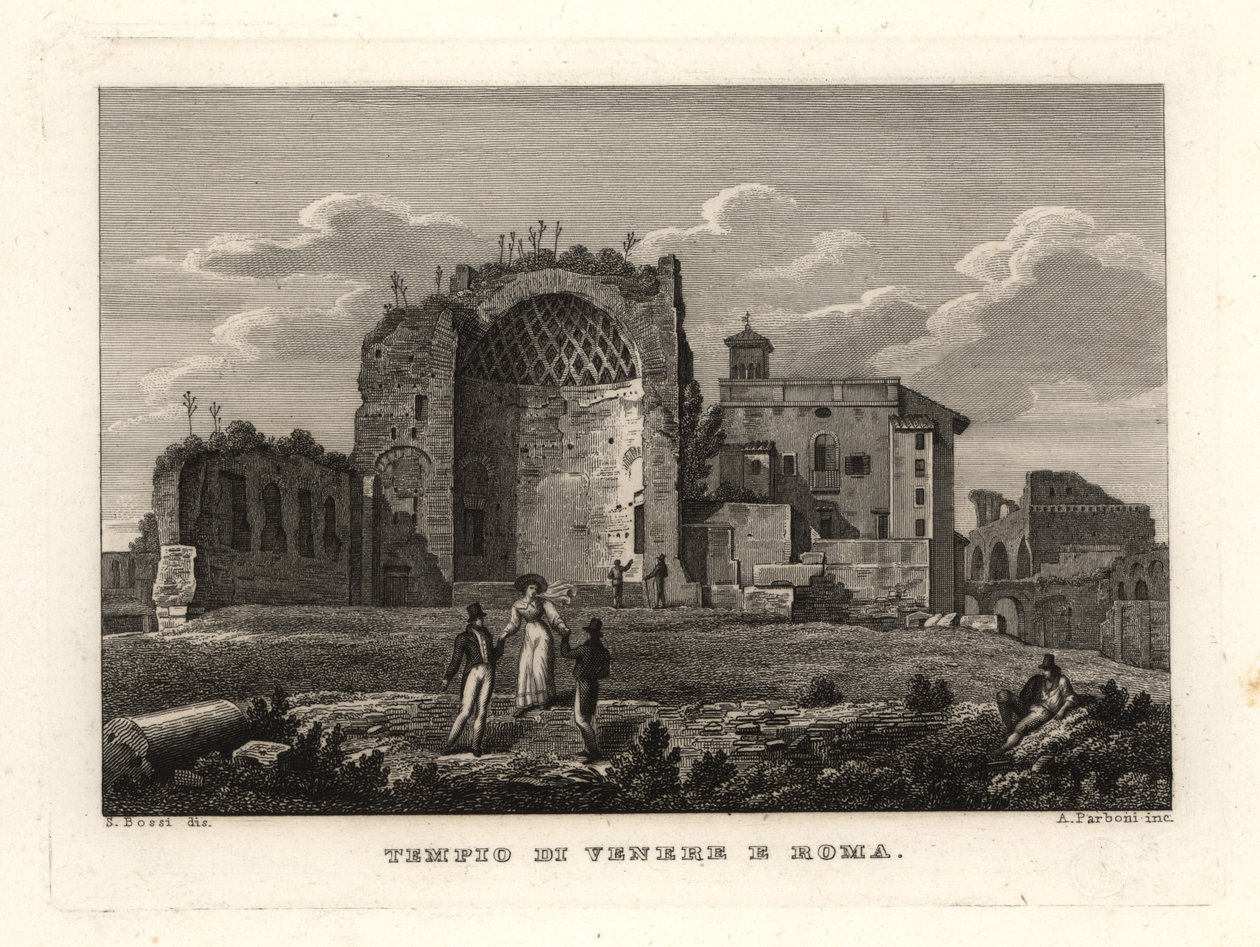 Vista de las ruinas del Templo de Venus y Roma, Roma de Unbekannt