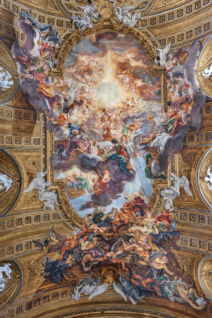 Vista de la bóveda de la nave con "El Triunfo en el Nombre de Jesús", Iglesia del Gesù, Roma, Italia (foto) de Unbekannter Künstler