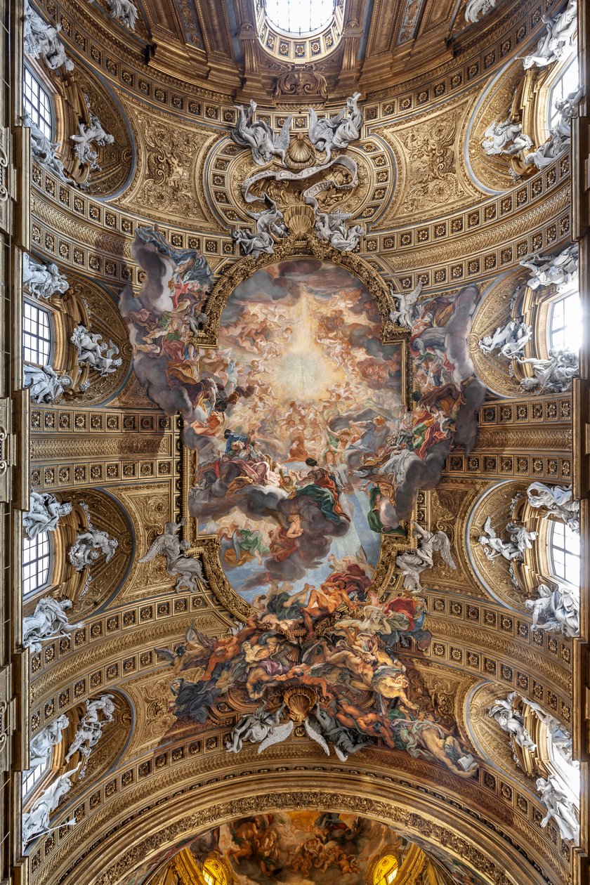 Vista de la bóveda de la nave con "El Triunfo en el Nombre de Jesús", Iglesia del Gesù, Roma, Italia (foto) de Unbekannter Künstler