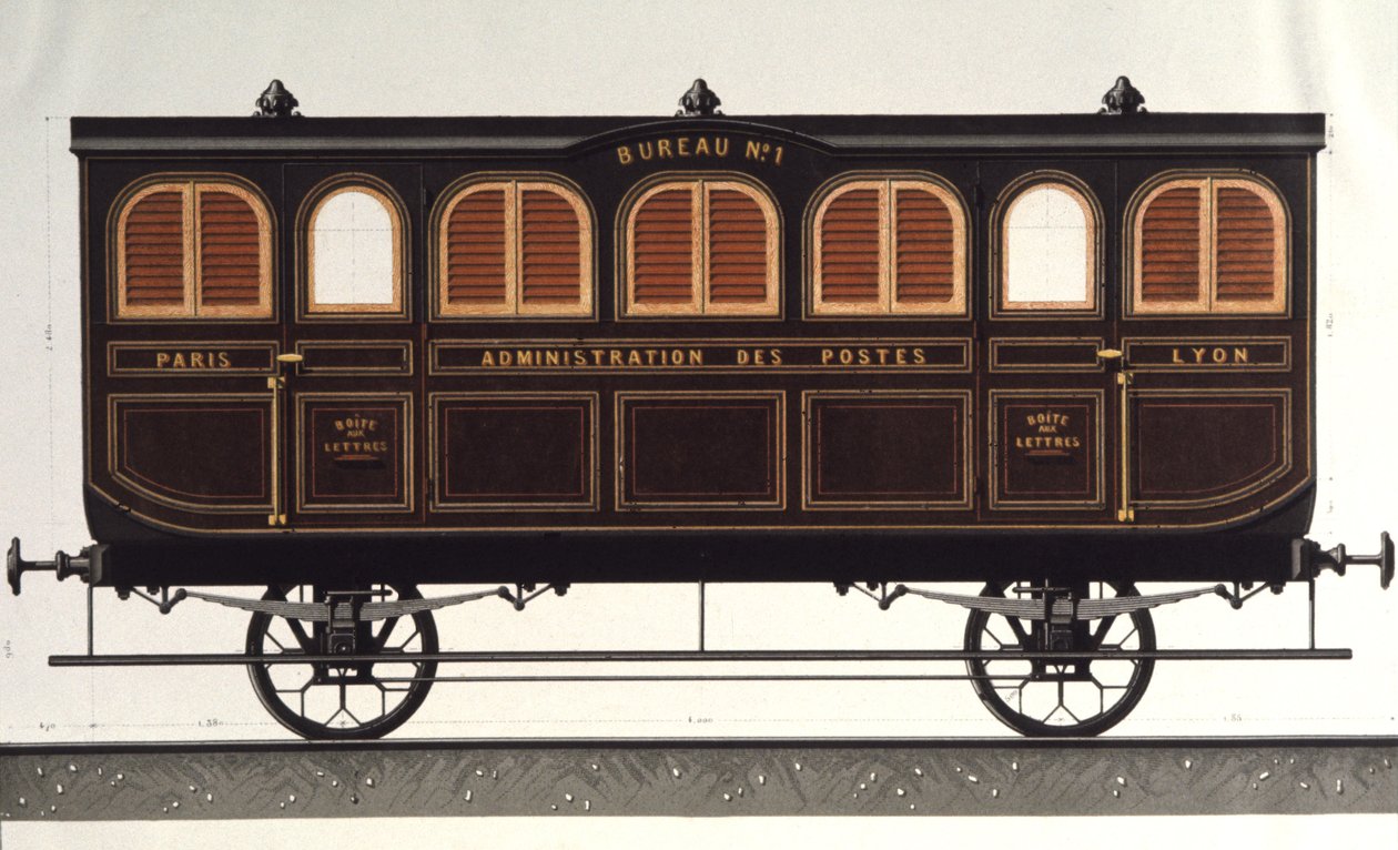 Vagón postal, c.1850 (grabado) de Unbekannter Künstler