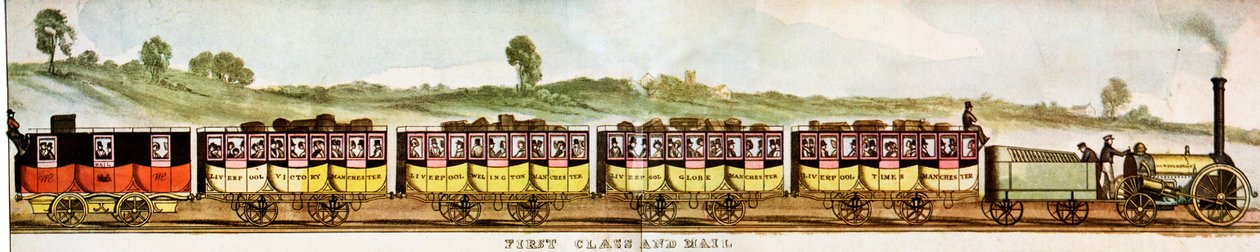 Vagones para pasajeros de primera clase, Ferrocarril Liverpool-Manchester de Unbekannter Künstler