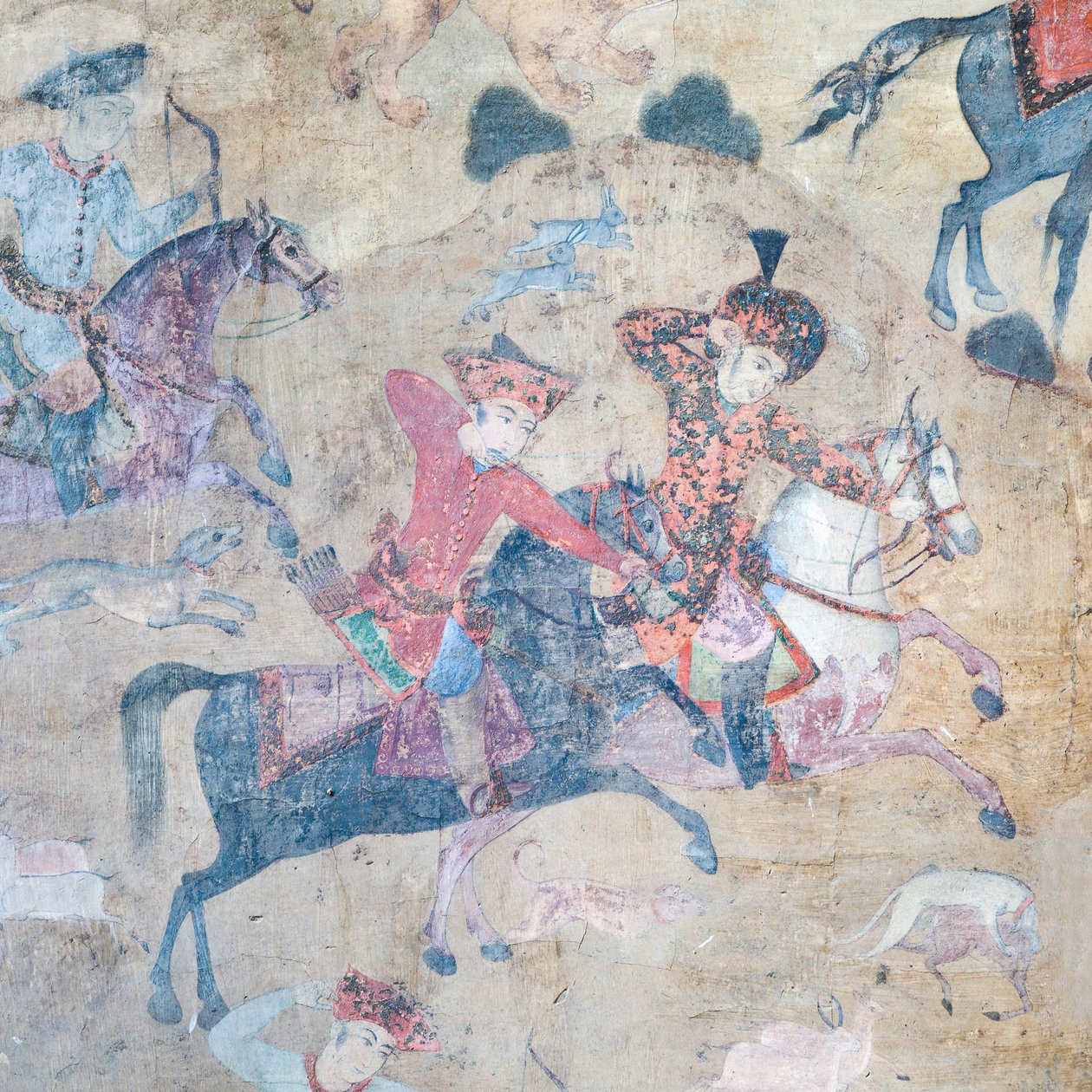 Pinturas murales en el portal de Qeysarieh, plaza del Imam Naqsh-e Jahan, Isfahán, Irán (fresco) de Unbekannter Künstler