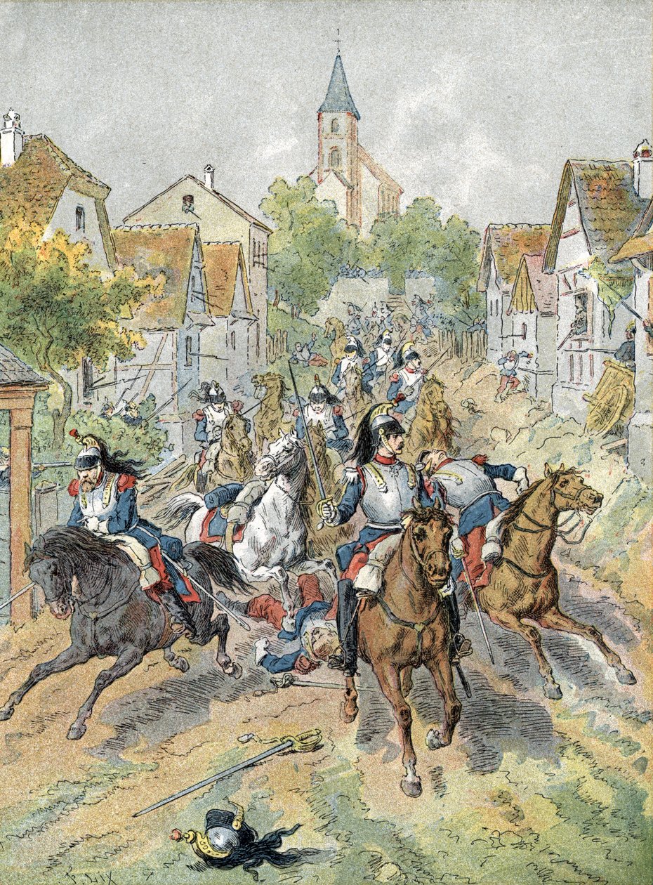 Guerra de 1870: carga de coraceros durante la batalla de Froeschwiller-Woerth (1870) de Unbekannter Künstler
