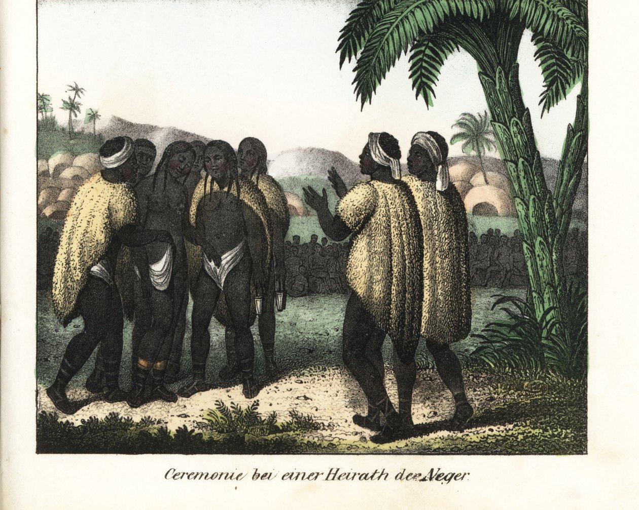 Ceremonia de boda en una tribu de Senegal. Litografía para el libro: "Galerie complete en tableaux fideles des peuples d