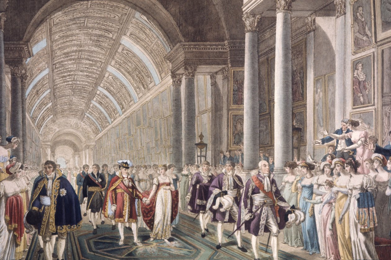 Boda de Napoleón I y María Luisa en el palacio del Louvre, hacia 1810 (grabado) de Unbekannter Künstler