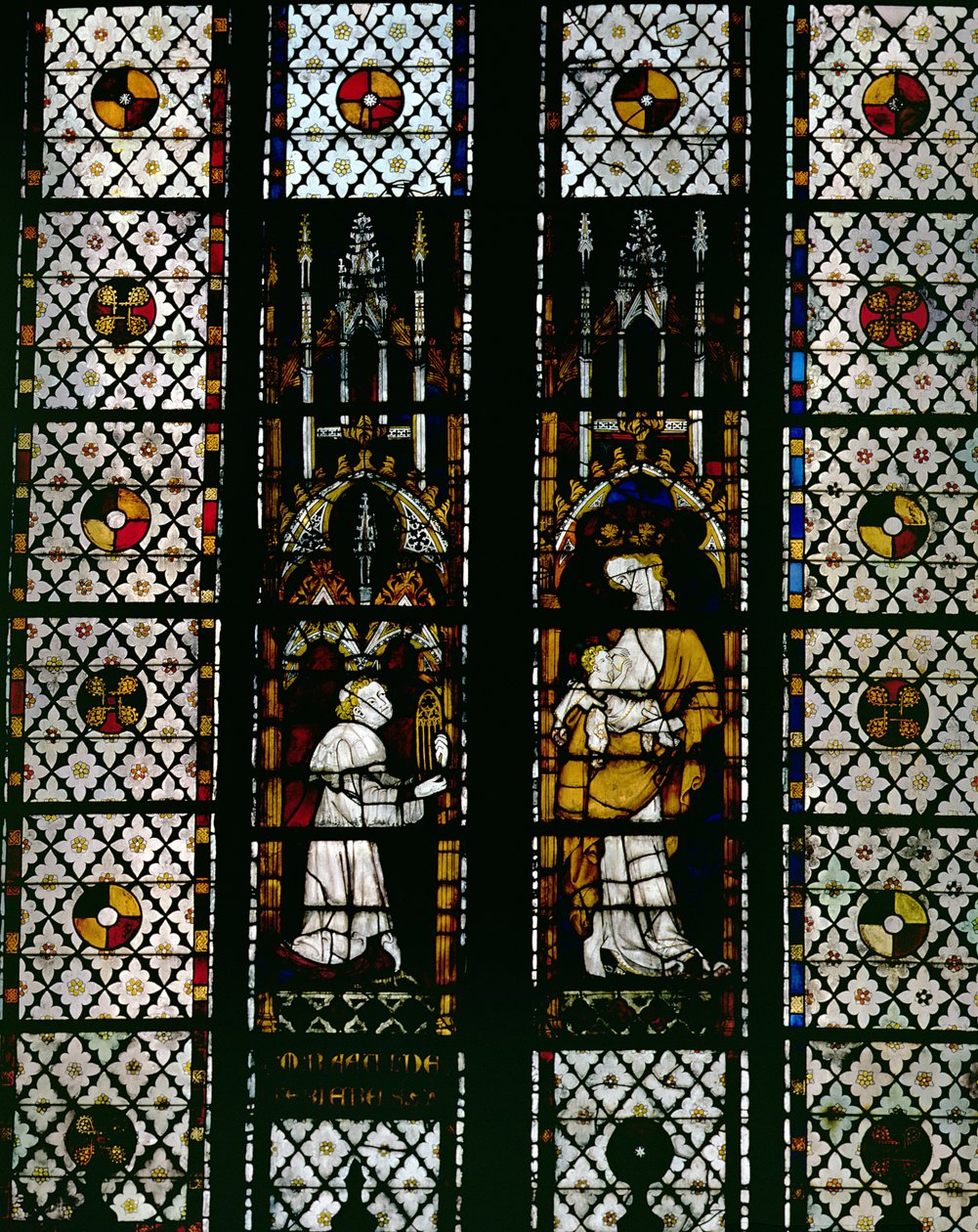 Ventana que representa a la Virgen y Raoul de Ferrieres de Unbekannt
