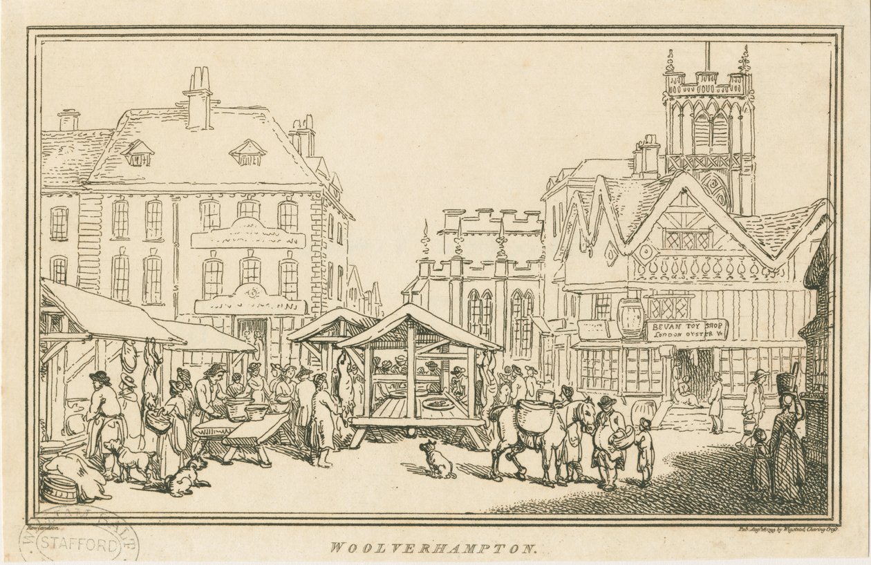 Wolverhampton - Plaza del Mercado: grabado, nd [c 1799] de Unbekannt