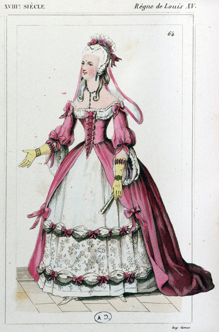 Mujer vestida como Madame de Pompadour, hacia 1810 (grabado) de Unbekannter Künstler